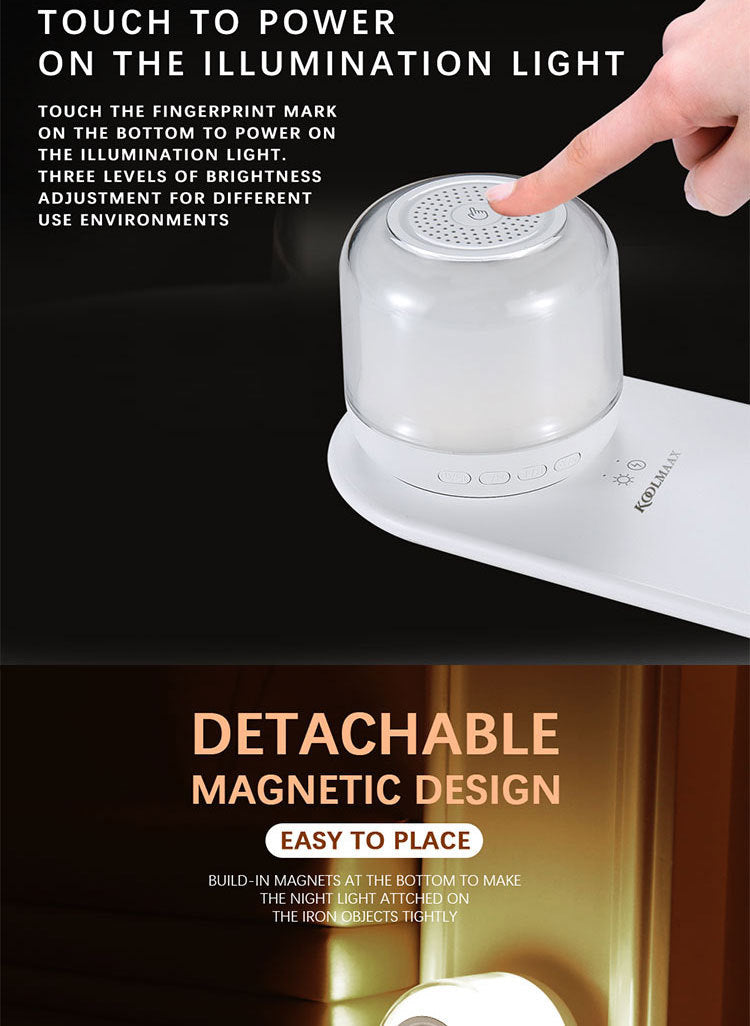 Bluetooth Speaker with Wireless Charging & LED Night Light – 3-in-1 Smart Lamp for Home, Office, & Bedroom