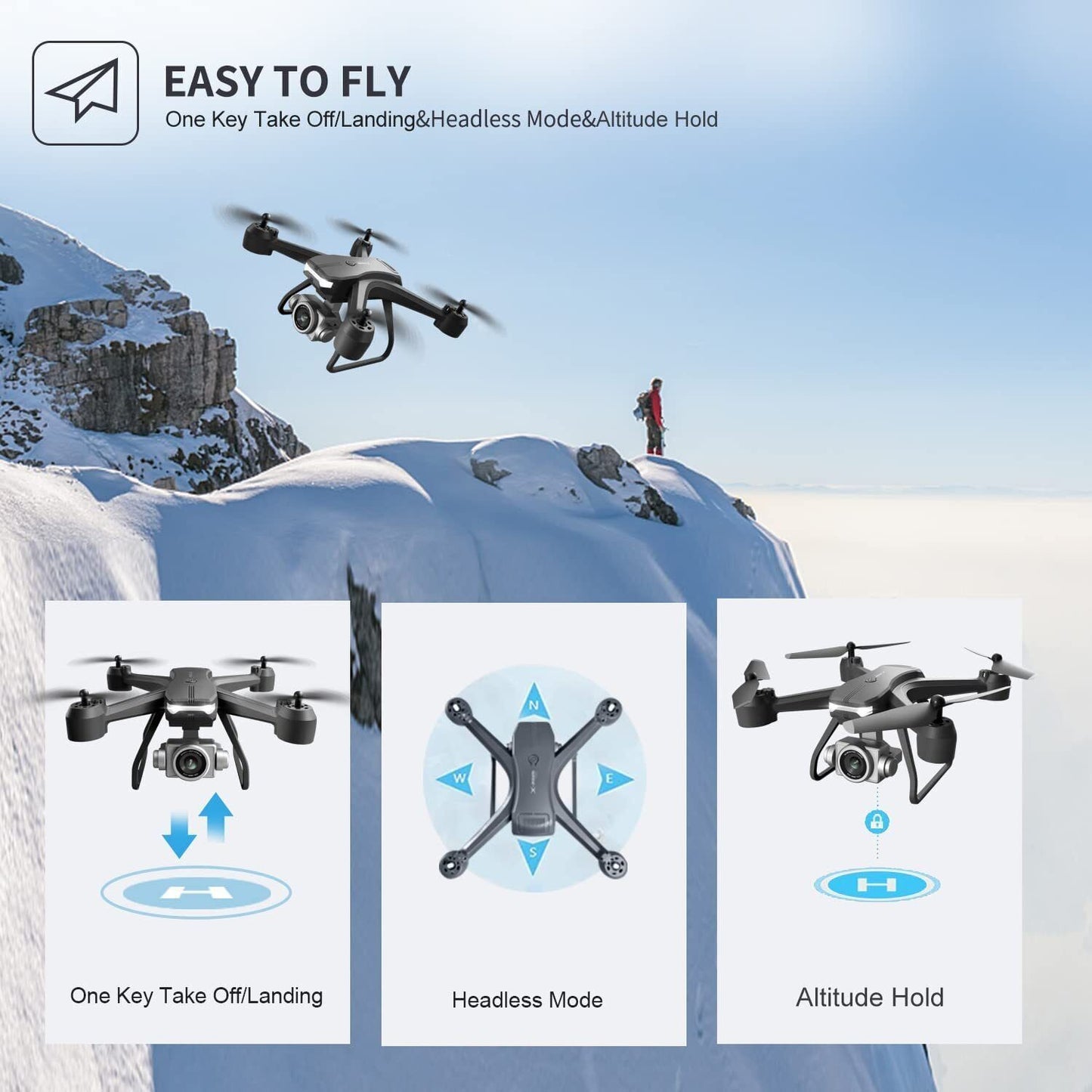 V14 Professional Drone 6K HD Dual Camera, 30-Minute Flight Time, Smart Voice & Gesture Control – Portable RC Quadcopter with 1080P FPV Camera