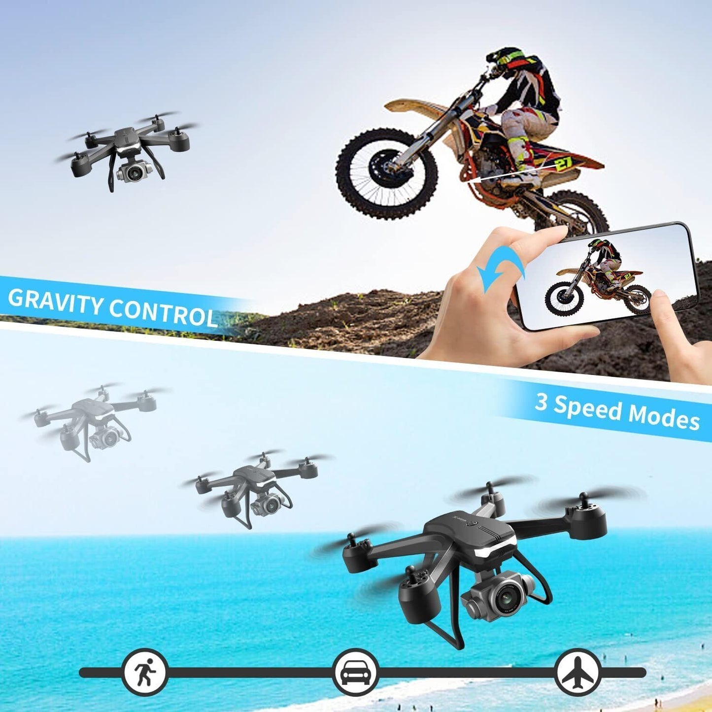 V14 Professional Drone 6K HD Dual Camera, 30-Minute Flight Time, Smart Voice & Gesture Control – Portable RC Quadcopter with 1080P FPV Camera