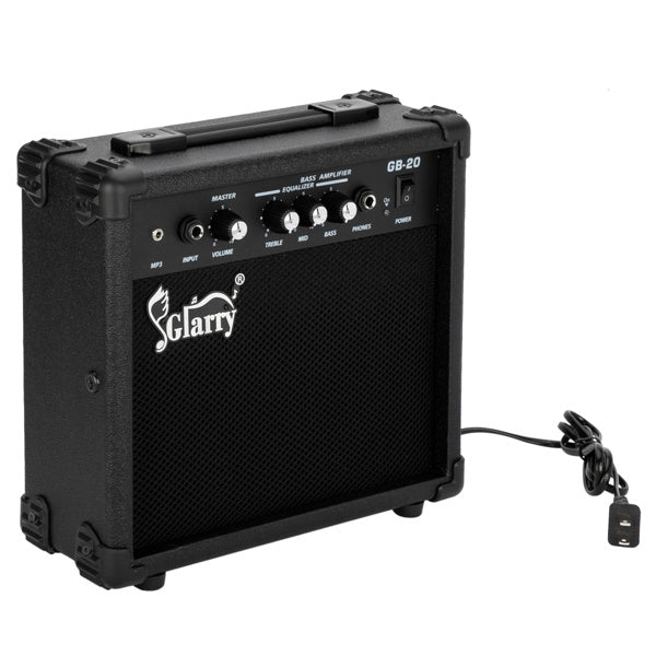 Electric Bass Amplifier – 20W Portable Speaker with Adjustable Controls, Headphone & MP3 Inputs, Perfect for Beginners
