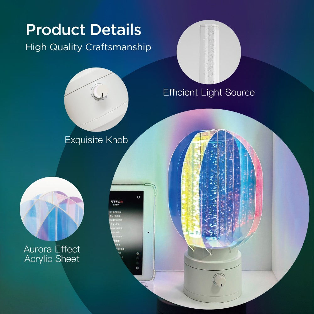 Aurora Lamp – Portable LED Light with Stunning Aurora Colors, Perfect for Romantic Atmospheres | Battery & DC Powered