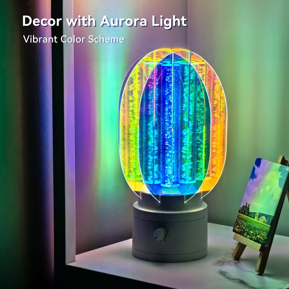 Aurora Lamp – Portable LED Light with Stunning Aurora Colors, Perfect for Romantic Atmospheres | Battery & DC Powered