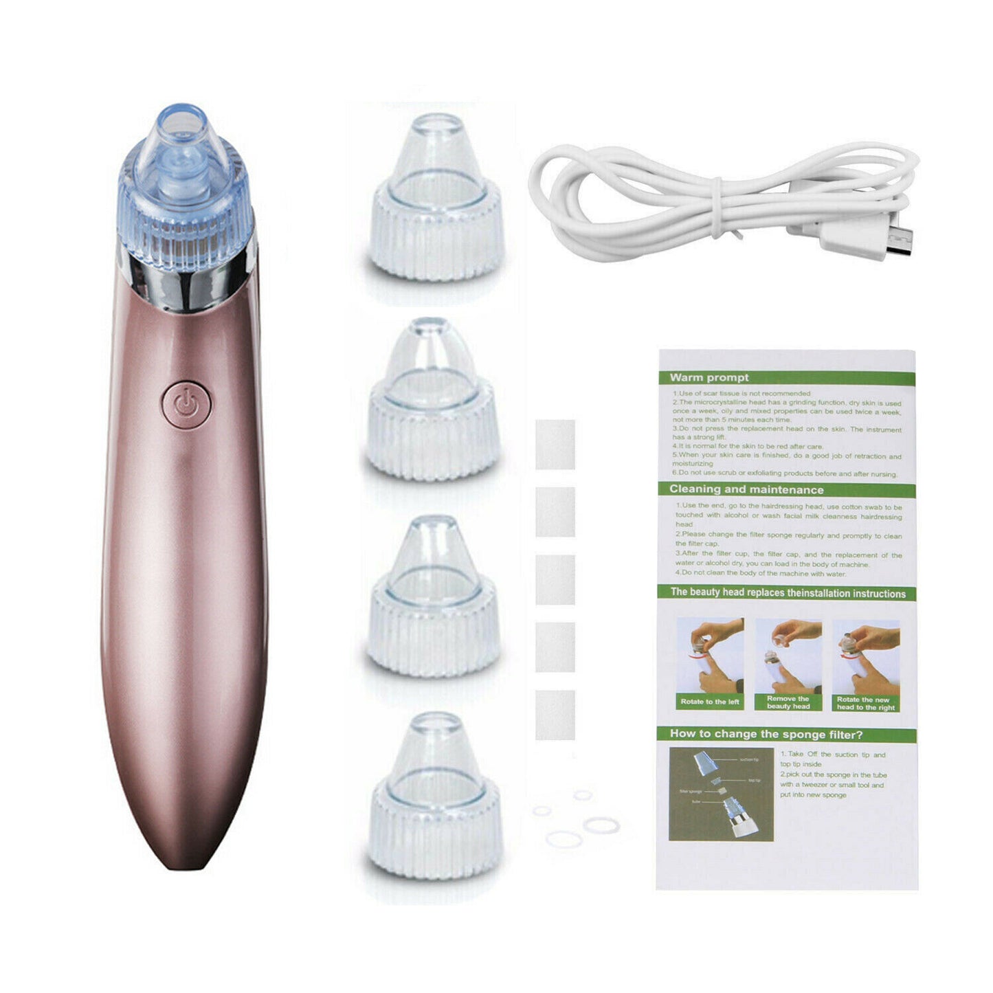 Electric Blackhead Vacuum Pore Cleaner - Acne & Pimple Remover with Strong Suction, Diamond Dermabrasion, USB Rechargeable Face Cleaner